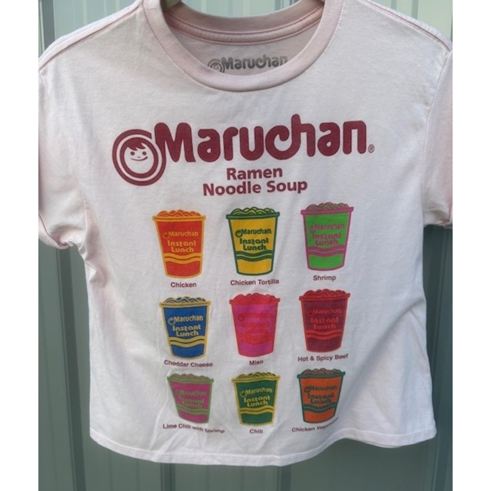 Maruchan Ramen Noodle Soup Graphic T-Shirt Pink Womens Medium M Short Sleeve Tee